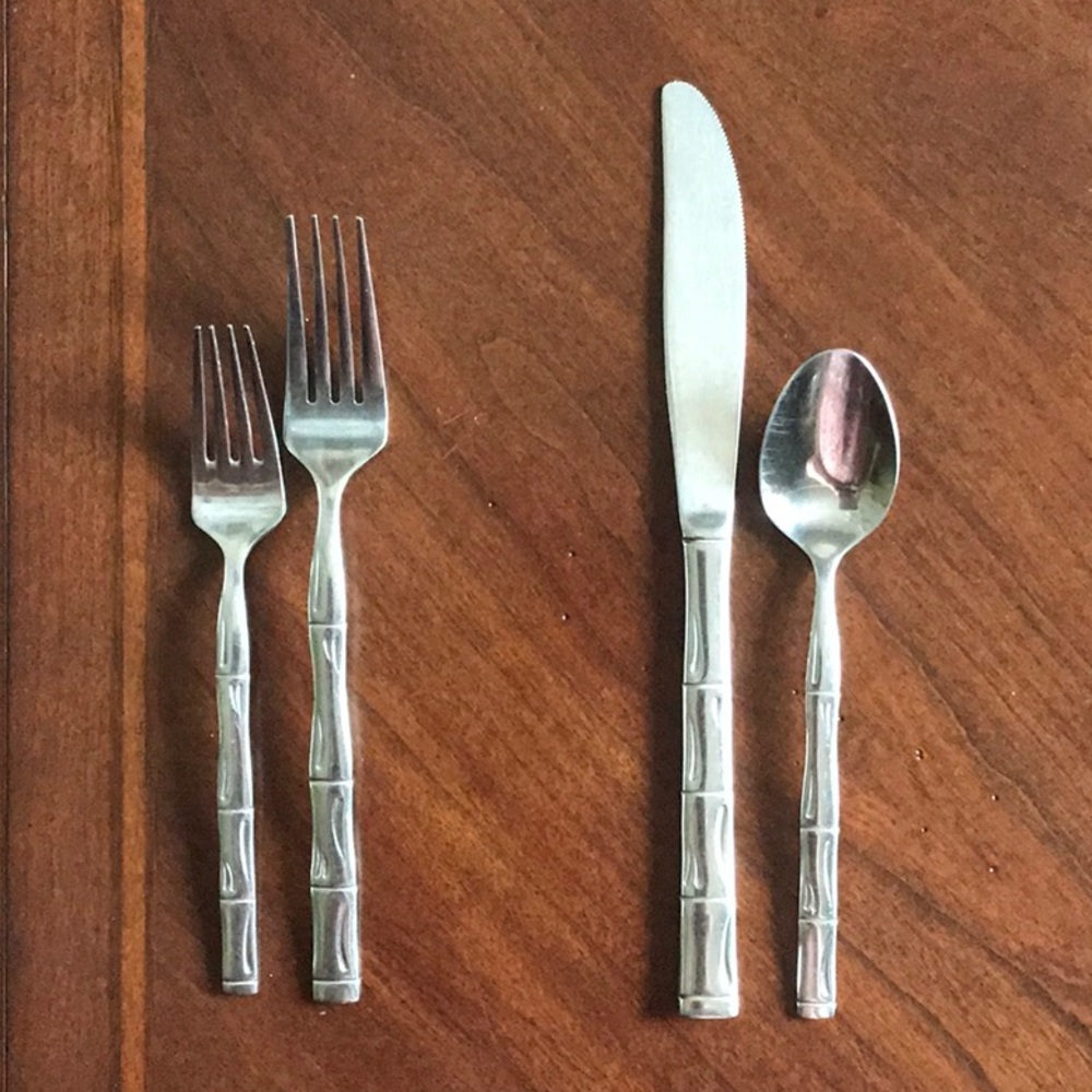 Vintage set of 8 stainless with serving pieces